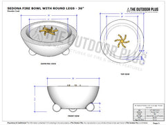 36" Sedona Powder Coated Fire Bowl with Round Legs - GardensGenie