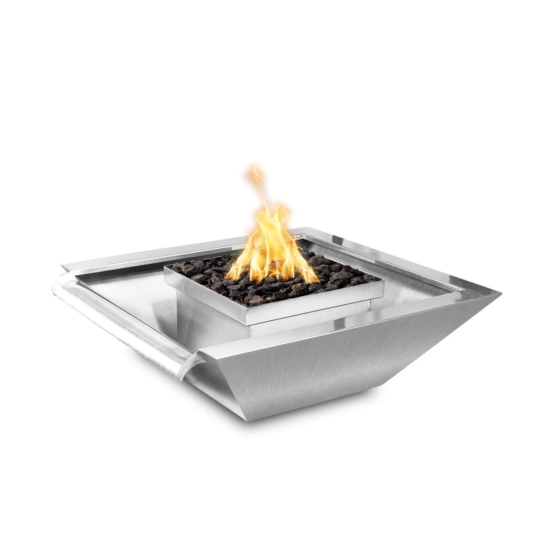 Maya Stainless Steel Fire and Water Bowl - Wide Gravity Spill - GardensGenie