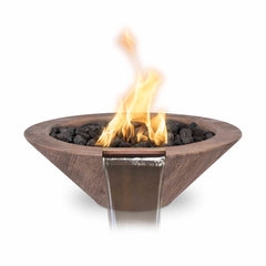 The Outdoor Plus - 24" Cazo Fire & Water Bowl - Wood Grain Concrete - GardensGenie