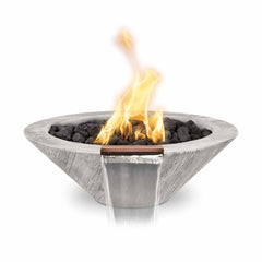 The Outdoor Plus - 24" Cazo Fire & Water Bowl - Wood Grain Concrete - GardensGenie