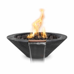 The Outdoor Plus - 24" Cazo Fire & Water Bowl - Wood Grain Concrete - GardensGenie