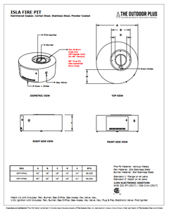 The Outdoor Plus - 42" Round Isla Fire Pit - Powder Coated Metal - GardensGenie